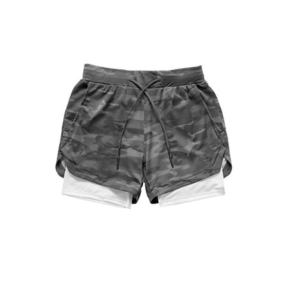 2021 Camo Running Shorts Men 2 In 1 Double-deck Quick Dry GYM Sport Shorts Fitness Jogging Workout Shorts Men Sports Short Pants